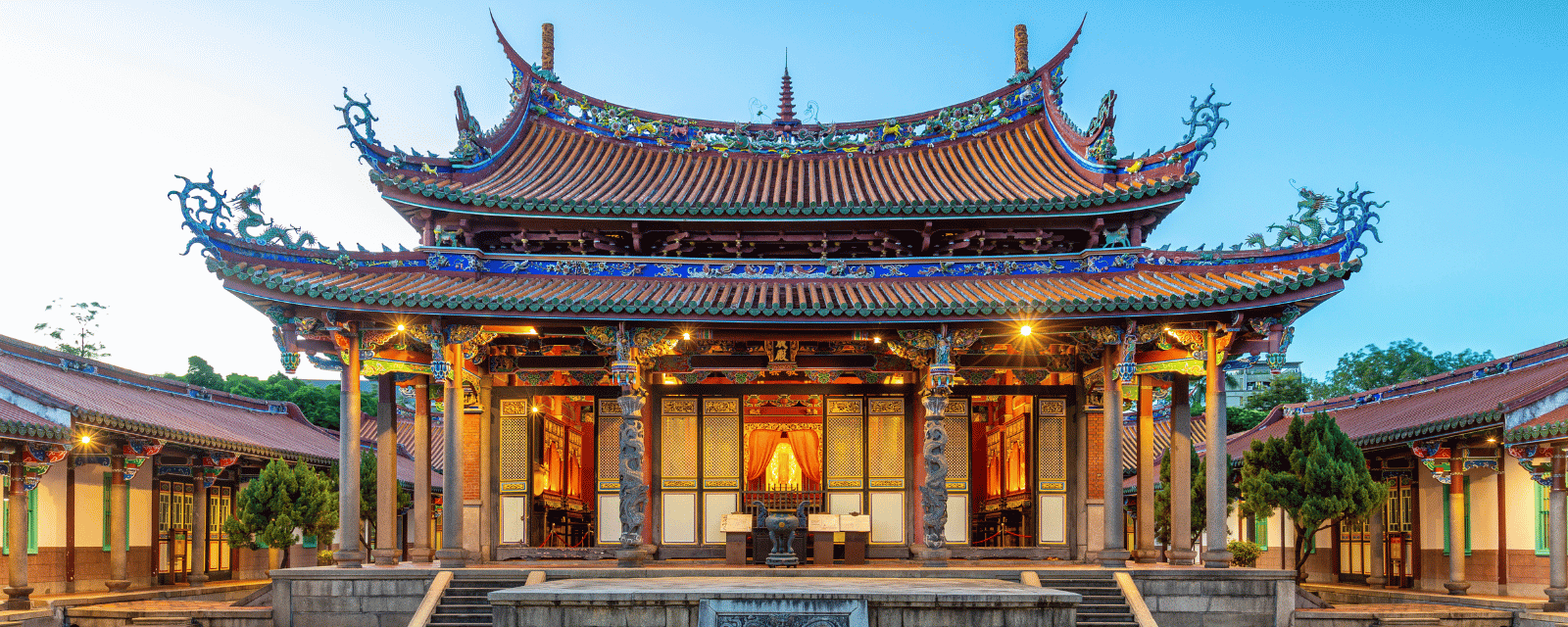 The Confucius Temple, lit at dusk